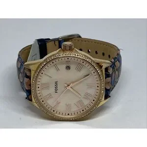 Fossil Blythe BQ3210 Women's Leather Analog Rose Gold Dial Quartz Watch  XR616